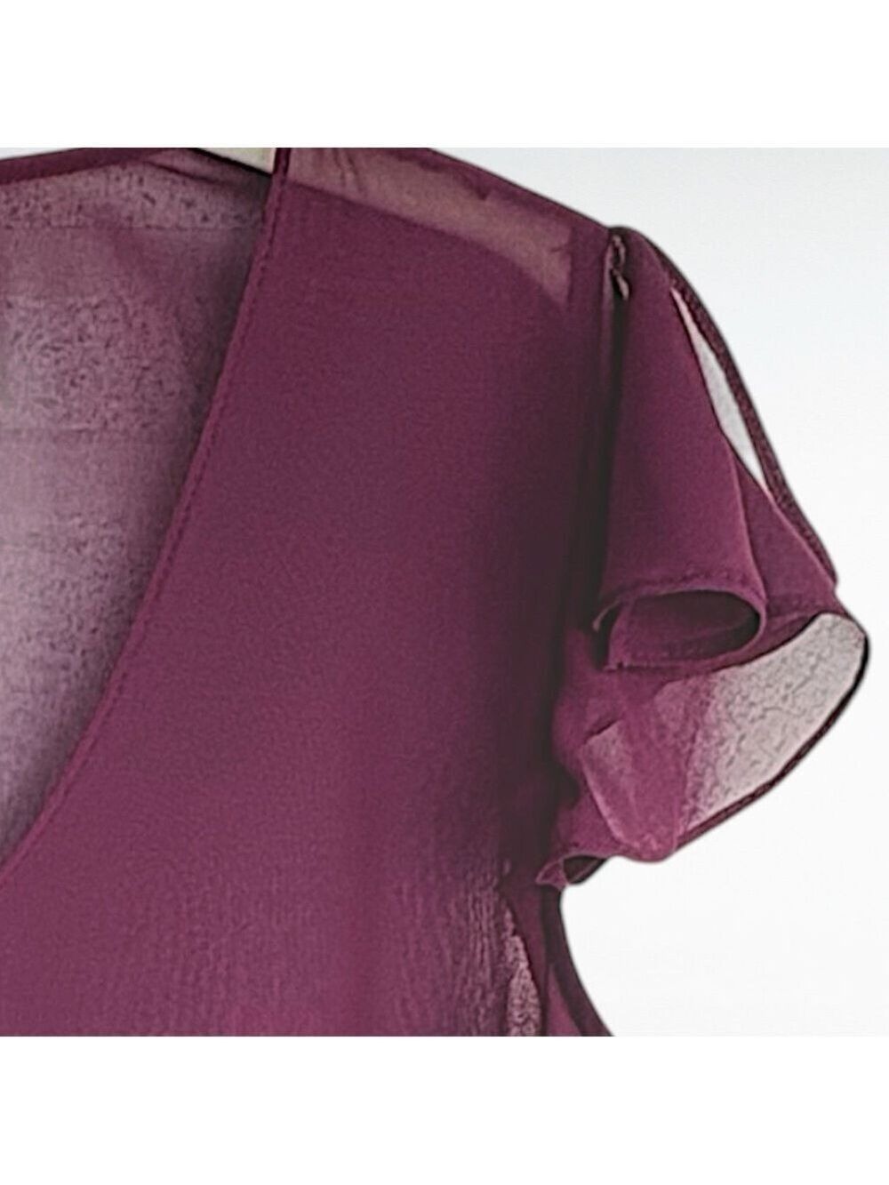 Worthington Dark Fairy Feminine Sheer Ruffle Top L Flutter Sleeve y2k WhimsiGoth - Picture 2 of 7